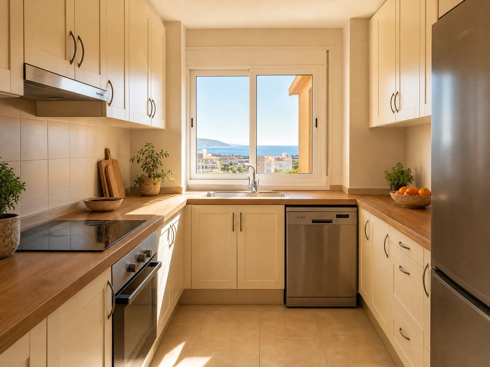 Cocina · Apartamento con terraza y mar