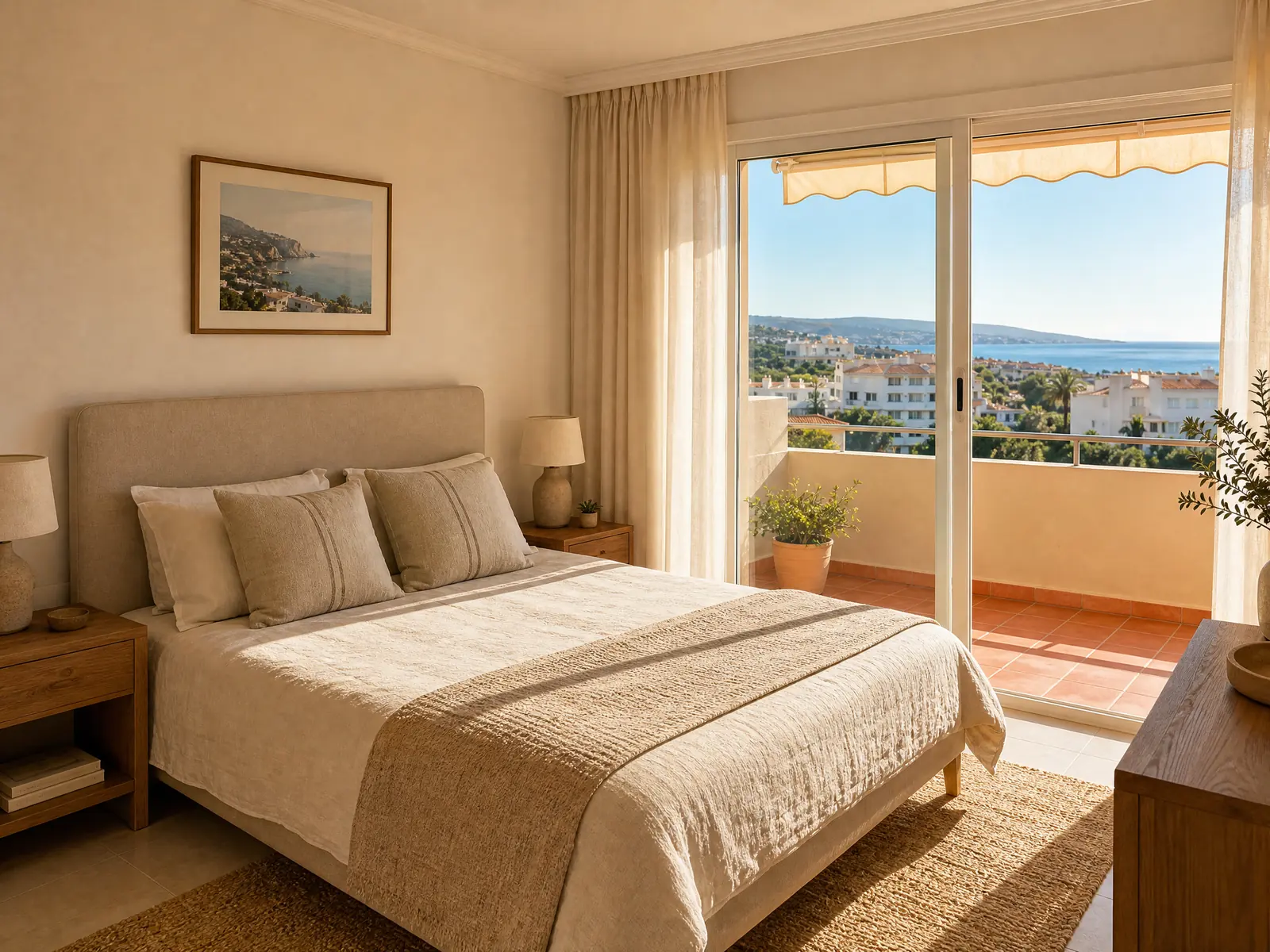 Dormitorio · Apartamento con terraza y mar